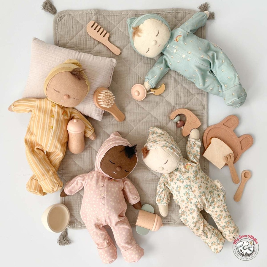 Doll Play Petit MonBest Baby Dolls & Accessories | Petit Monkey Wooden Baby Doll Feeding Set