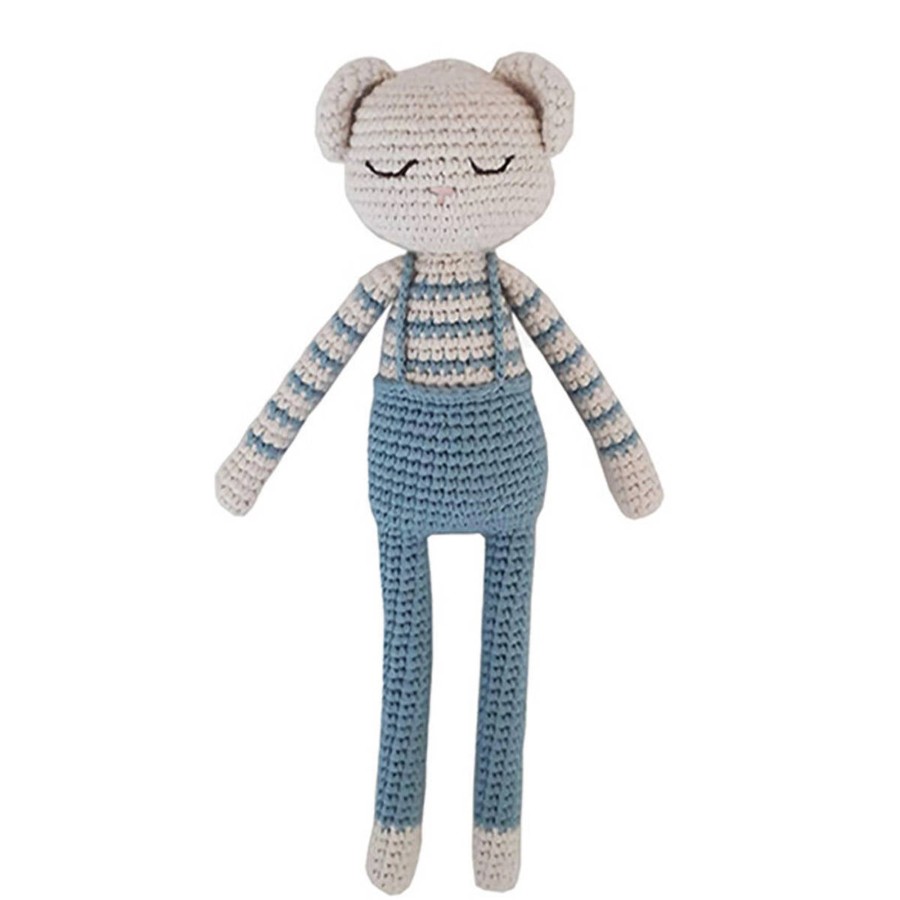 Doll Play Patti Olso Plush Animals & Dolls | Patti Oslo Organic Crochet Doll, Teddy, Blue