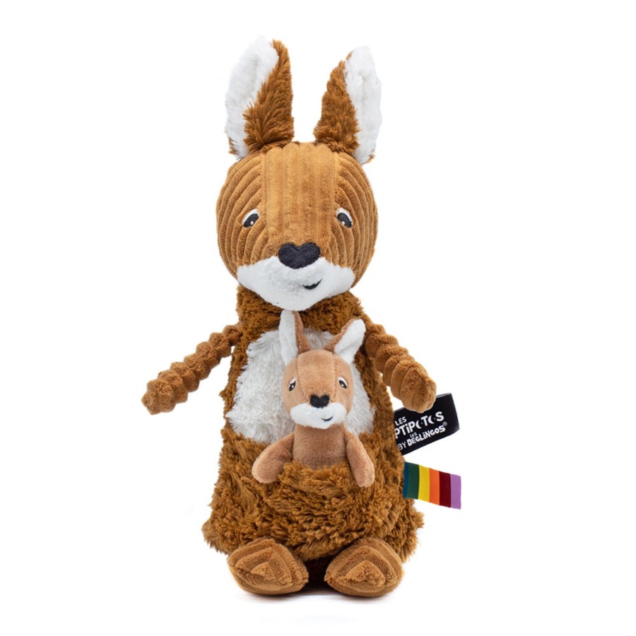 Doll Play Les Déglingos Plush Animals & Dolls | Les Deglingos Les Ptipotos, Kangaroo Mum&Baby Brown