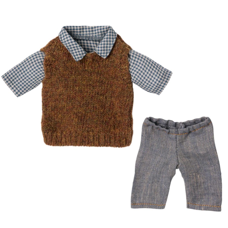 Doll Play Maileg Maileg Dolls | Maileg Shirt, Slipover And Pants For Teddy Dad