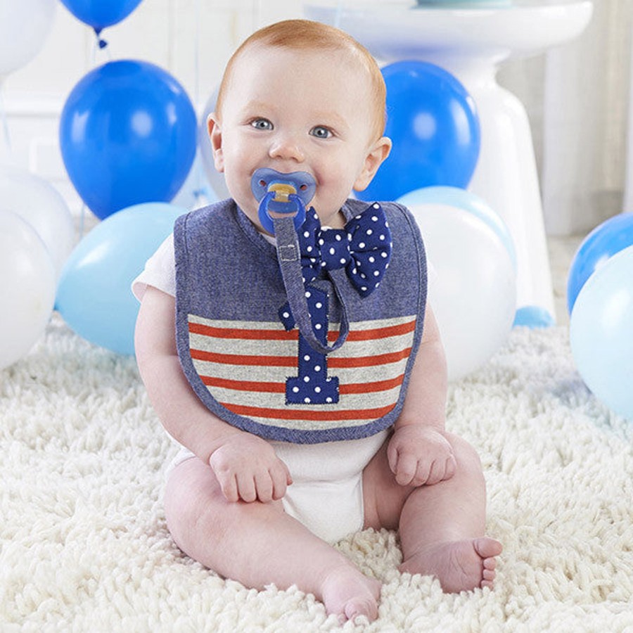 Baby Baby Aspen | My First Birthday Bow Tie Pacifier Clip And Bib Set