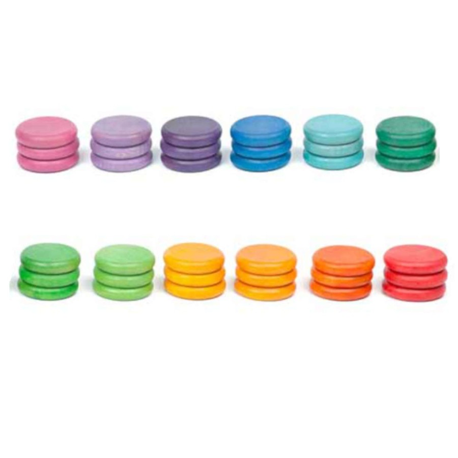 Creative Play Grapat Open-Ended Play | Grapat 36 Wooden Coins In 12 Colors