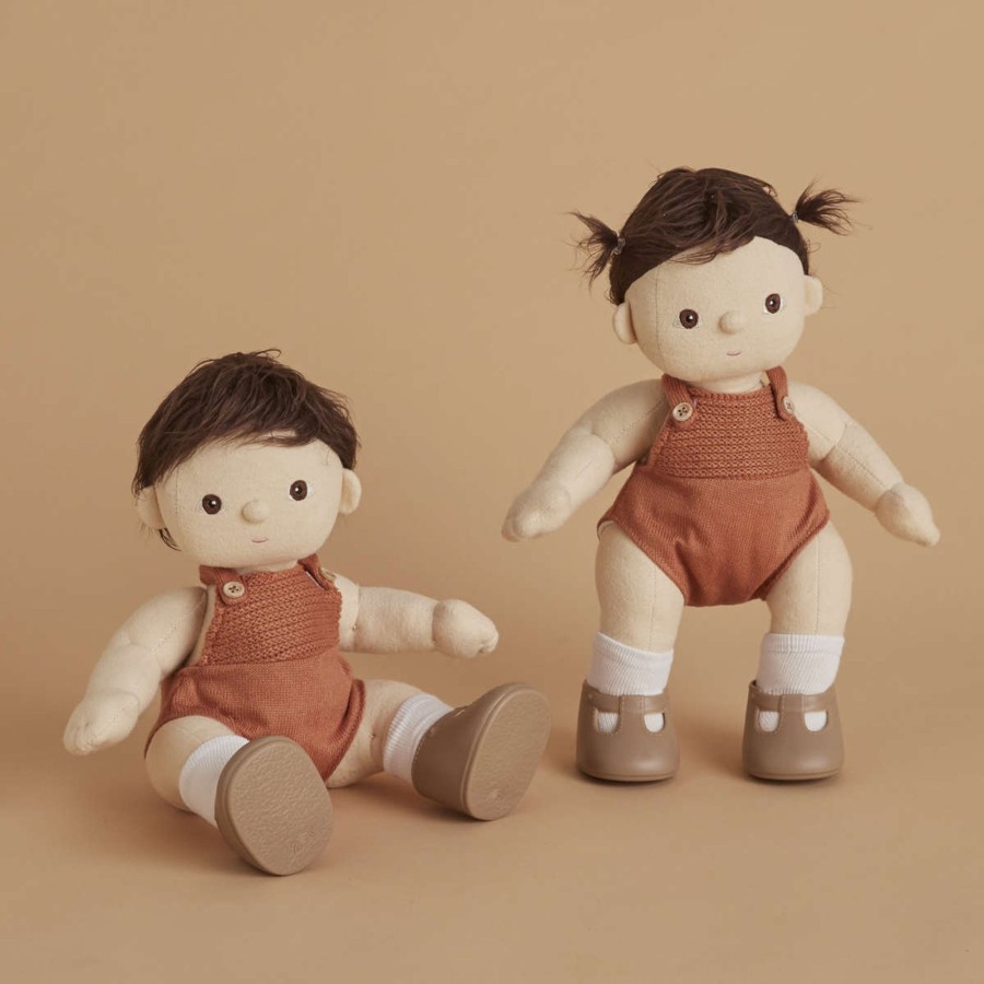 Doll Play Olli Ella Baby Dolls & Accessories | Olli Ella Dinkum Doll Romper, Rust