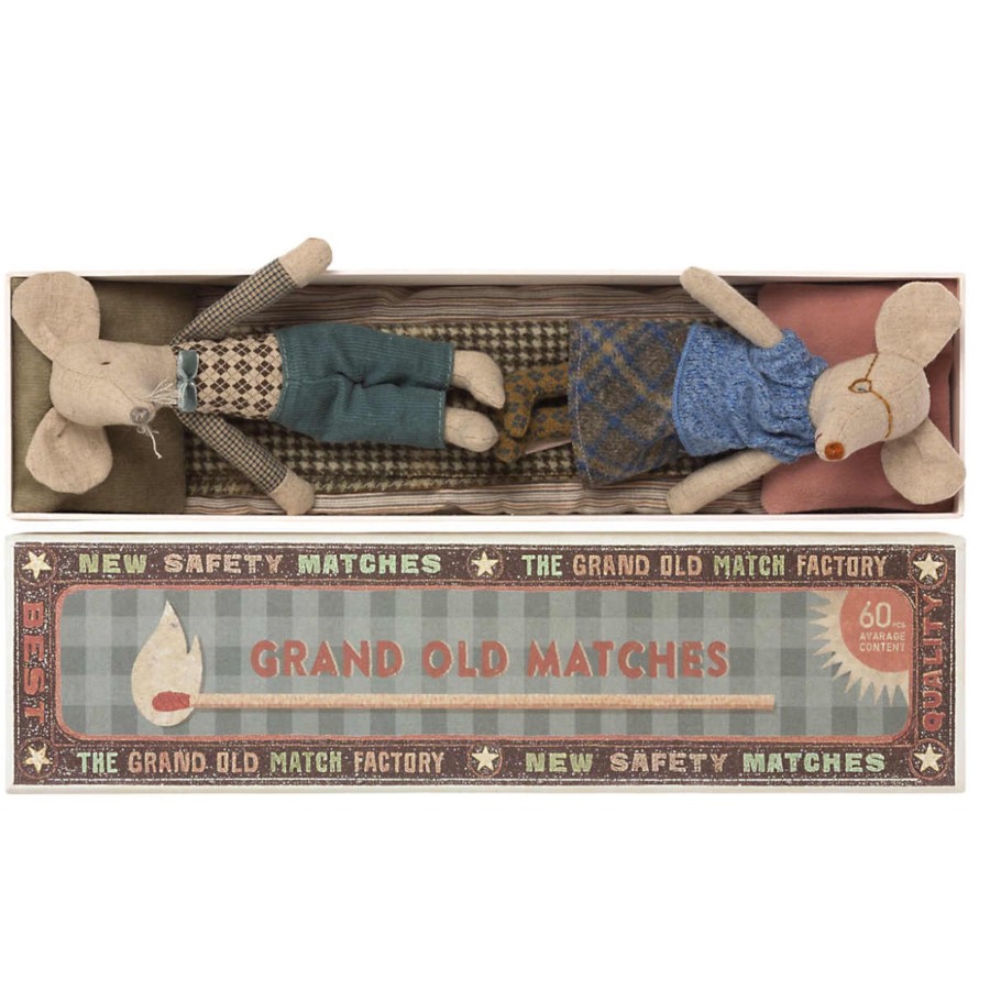 Doll Play Maileg Maileg Dolls | Maileg Grandma And Grandpa Mouse In Matchbox Bed