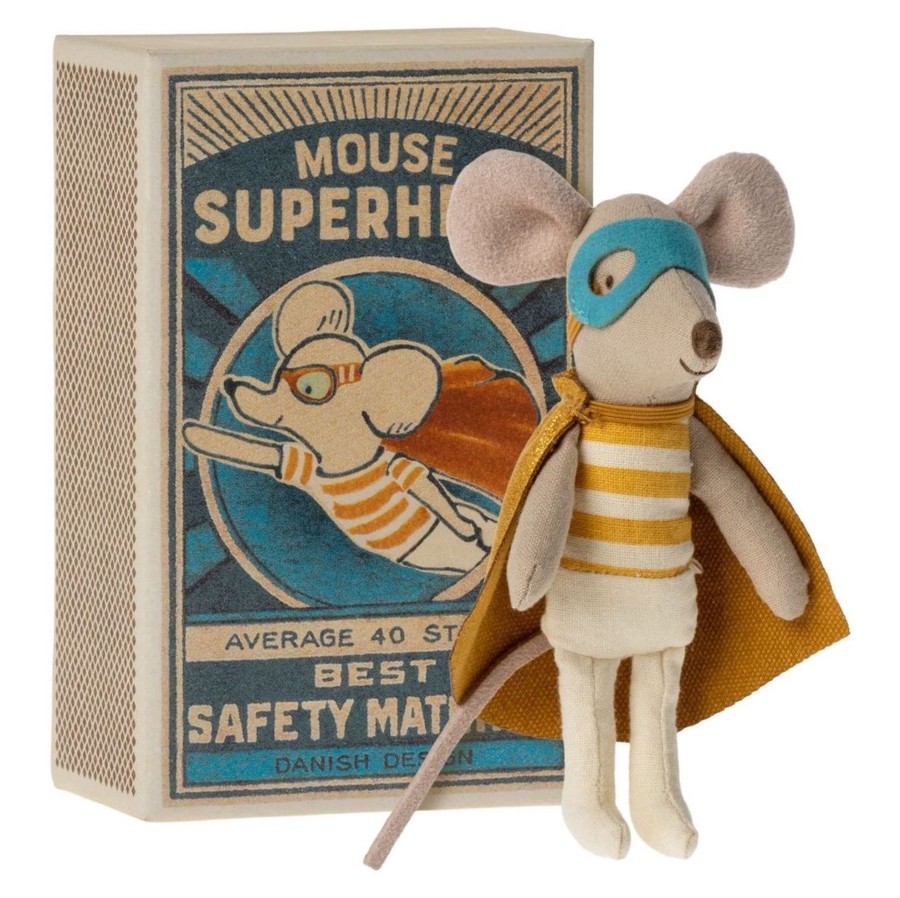 Doll Play Maileg Maileg Dolls | Maileg Super Hero Little Brother Mouse In Box