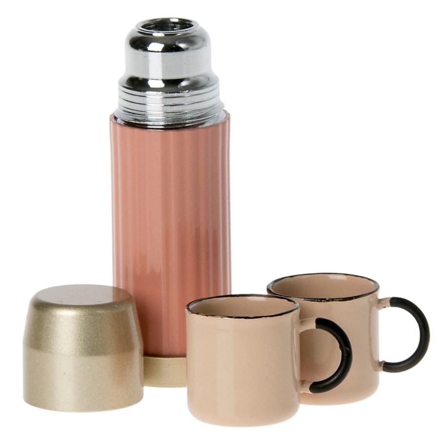 Doll Play Maileg Doll Houses & Accessories | Maileg Doll House Miniature Thermos And Cups, Coral