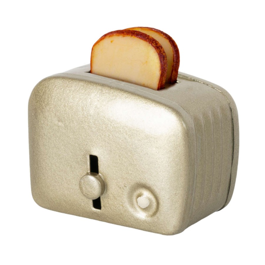 Doll Play Maileg Doll Houses & Accessories | Maileg Miniature Doll House Toaster With Breads, Silver