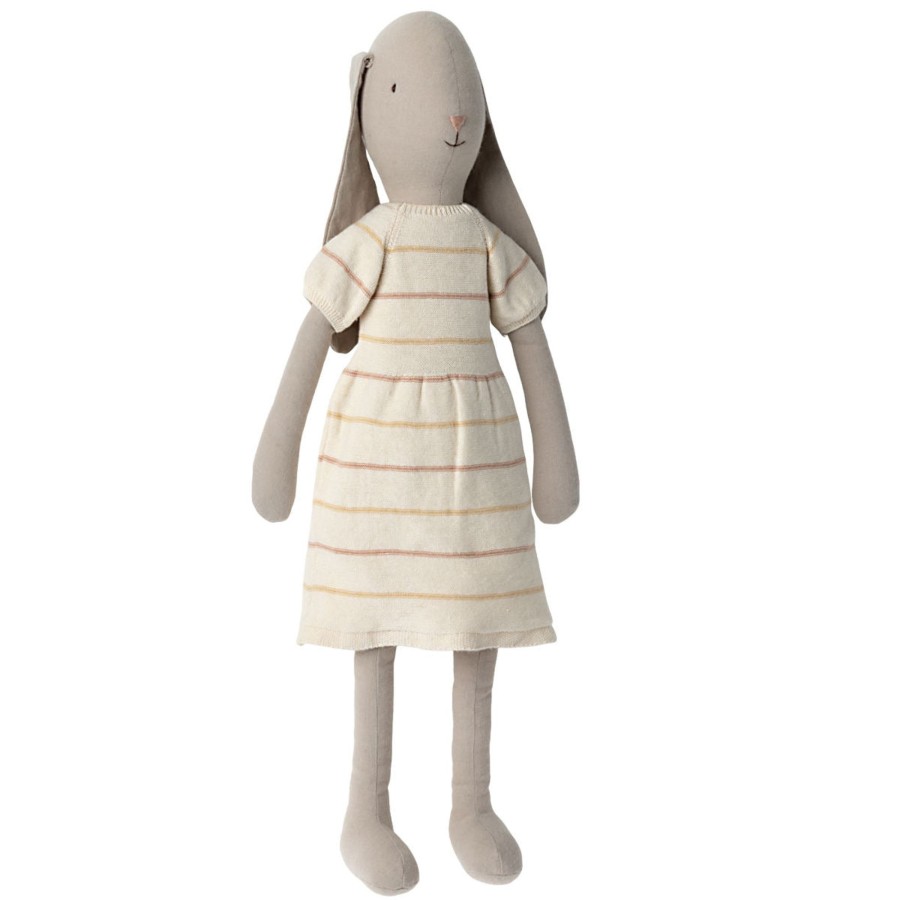 Doll Play Maileg Maileg Dolls | Maileg Bunny In Striped Dress, Size 4, 20 Inches