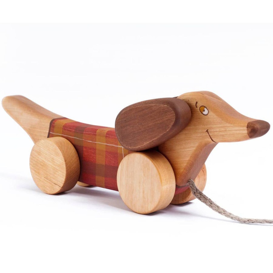 Pretend Play Friendly Toys Push, Pull & Ride Toys | Wooden Pull Toy Dog, Dachshund