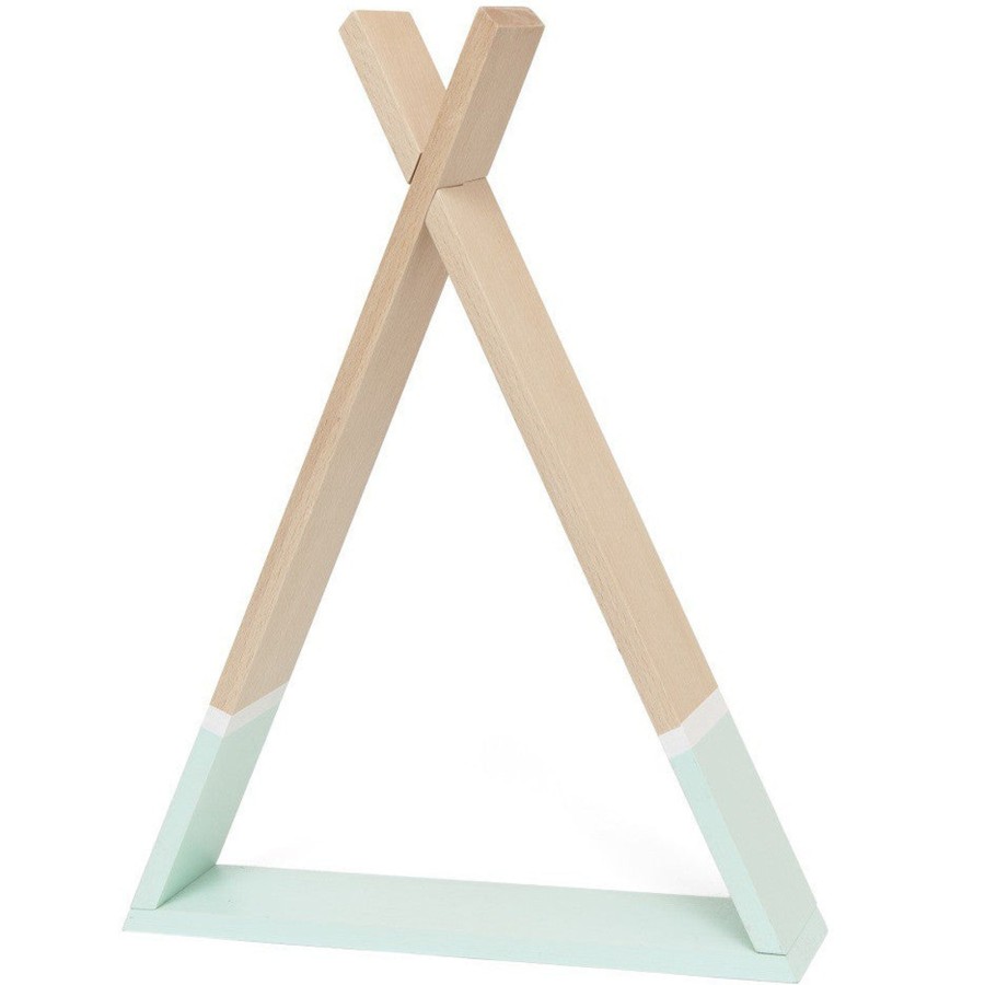 Room Decor PSikhouvanjou Room Accessories | Petit Monkey Tipi Wooden Shelf, Mint