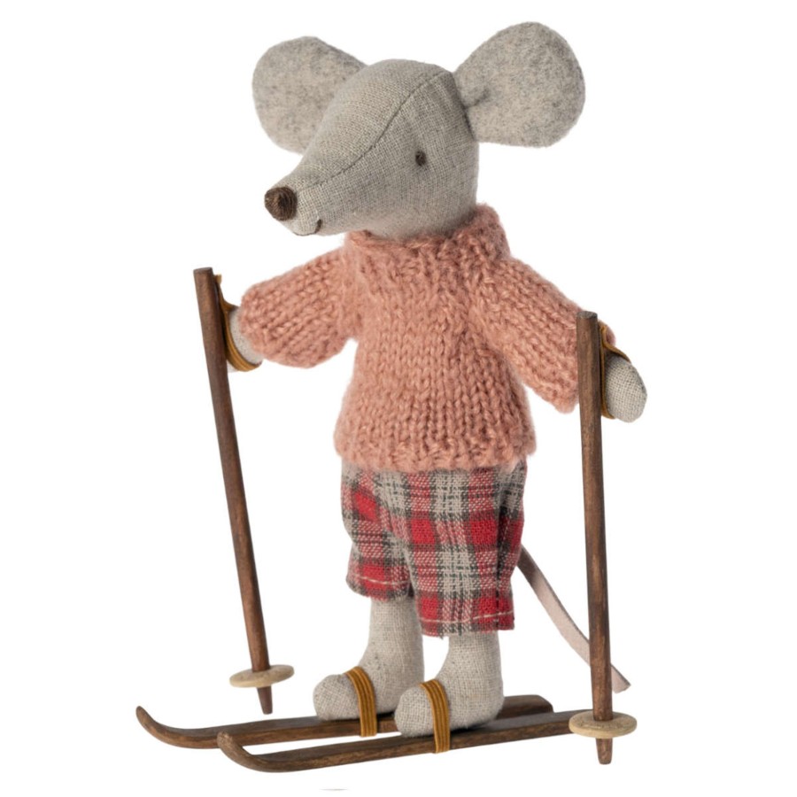 Doll Play Maileg Doll Houses & Accessories | Maileg Ski And Ski Pole, Big Sister & Brother Mouse Size