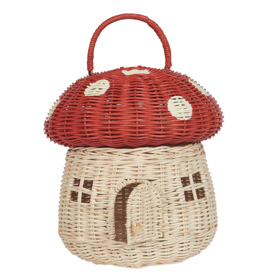 And More Olli Ella Toddler Clothes & Accessories | Olli Ella Mushroom Basket Bag, Red