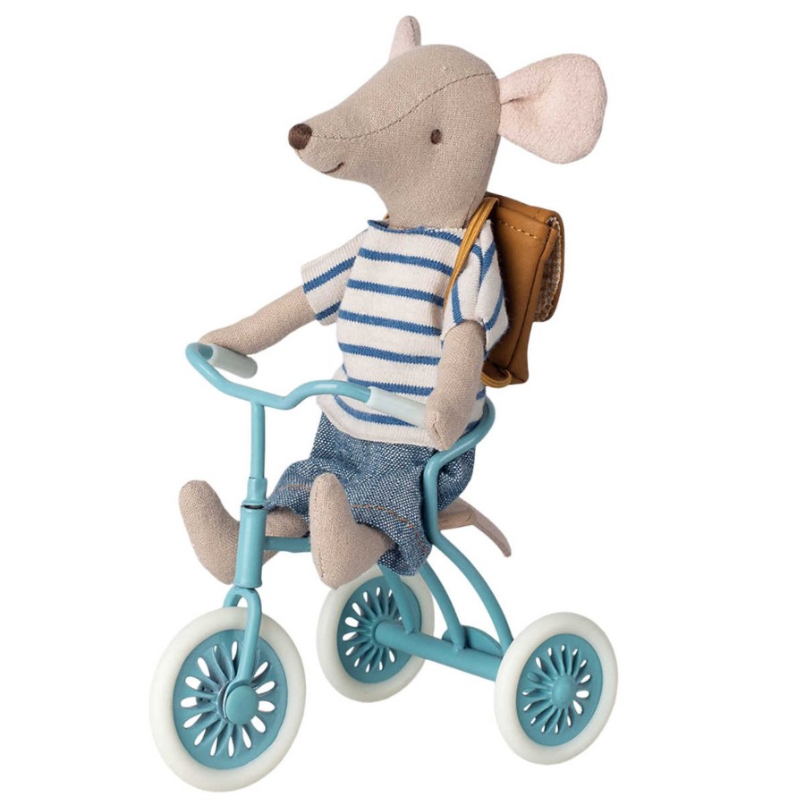 Doll Play Maileg Doll Houses & Accessories | Maileg Abri A Tricycle For Mouse, Petrol Blue