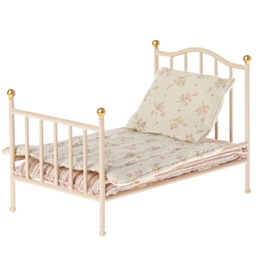 Doll Play Maileg Doll Houses & Accessories | Maileg Vintage Bed For Mouse Doll, Rose