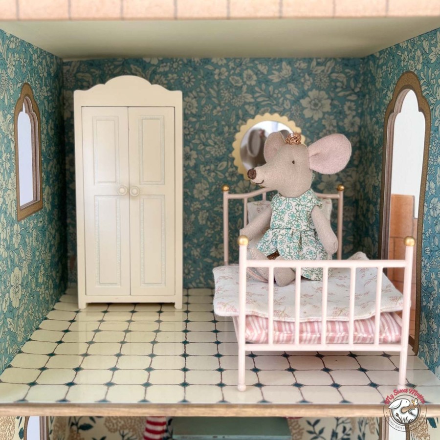 Doll Play Maileg Doll Houses & Accessories | Maileg Vintage Bed For Mouse Doll, Rose