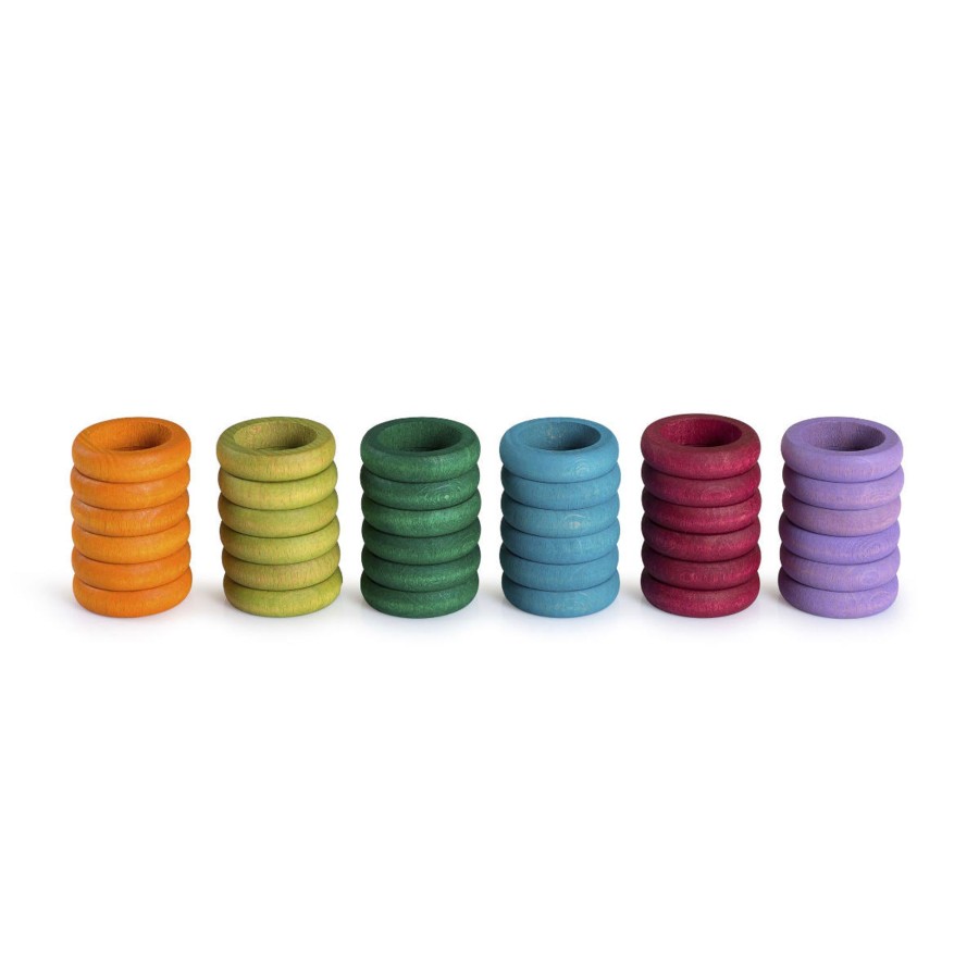 Creative Play Grapat Open-Ended Play | Grapat 36 Wooden Rings In 6 Complimentary Colors