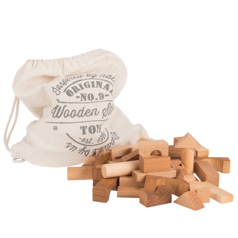 Creative Play Wooden Story Blocks, Puzzles & Games | Wooden Story Natural Blocks In Sack, 100Pcs