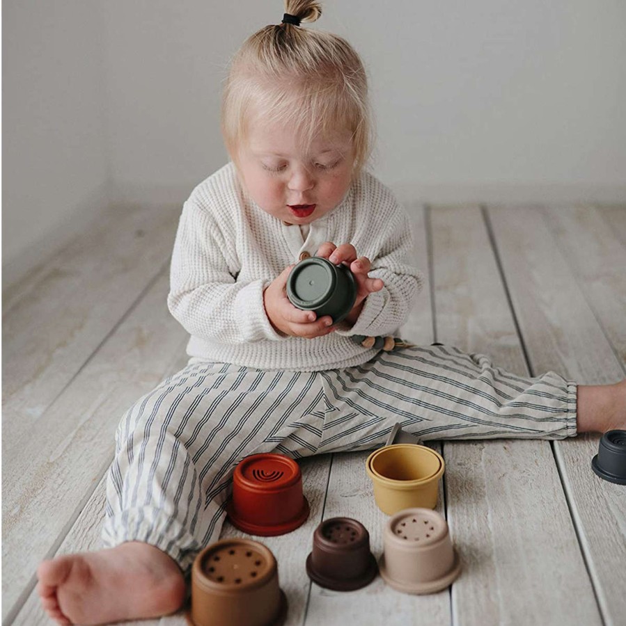 And More Mushie Bath Time | Stacking Cups Toy, Retro (Made In Denmark)