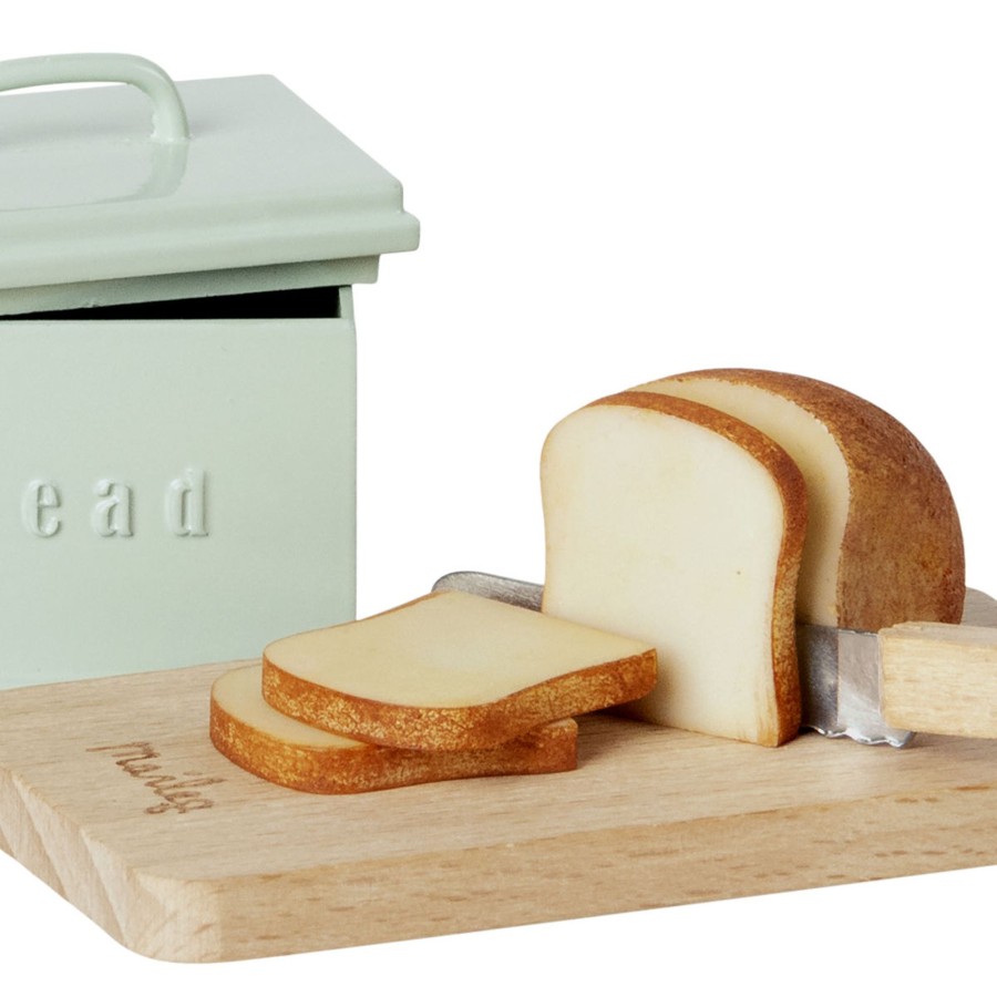 Doll Play Maileg Doll Houses & Accessories | Maileg Miniature Bread Box With Cutting Board And Knife