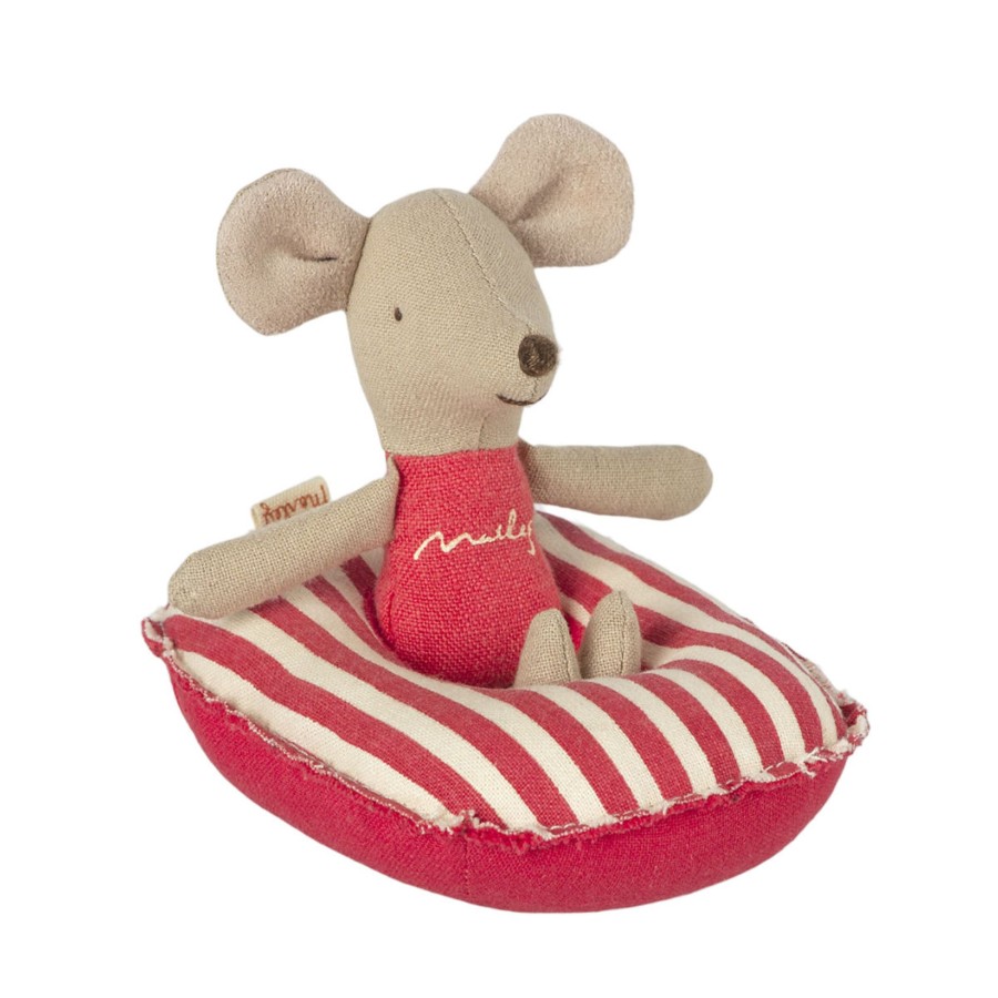 Doll Play Maileg Doll Houses & Accessories | Maileg Mouse Size Boat, Red Stripe