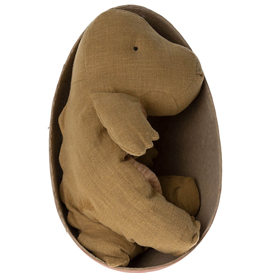 Doll Play Maileg Maileg Dolls | Maileg Gantosaurus In Egg, Medium, Dark Ocher