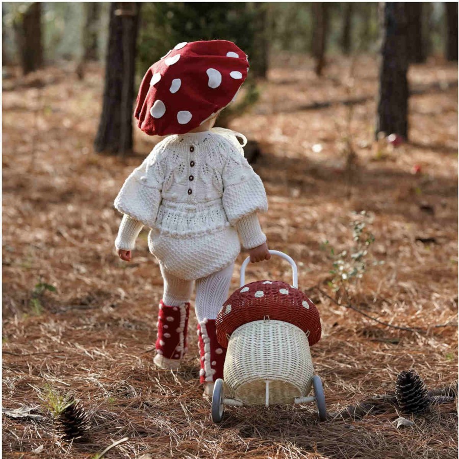 And More Olli Ella Toddler Clothes & Accessories | Olli Ella Rattan Mushroom Luggy, Red