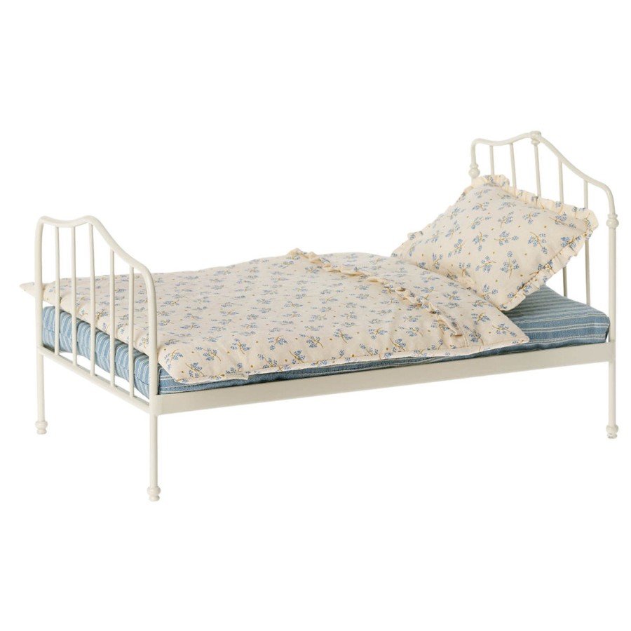 Doll Play Maileg Doll Houses & Accessories | Maileg Miniature Bed, Blue