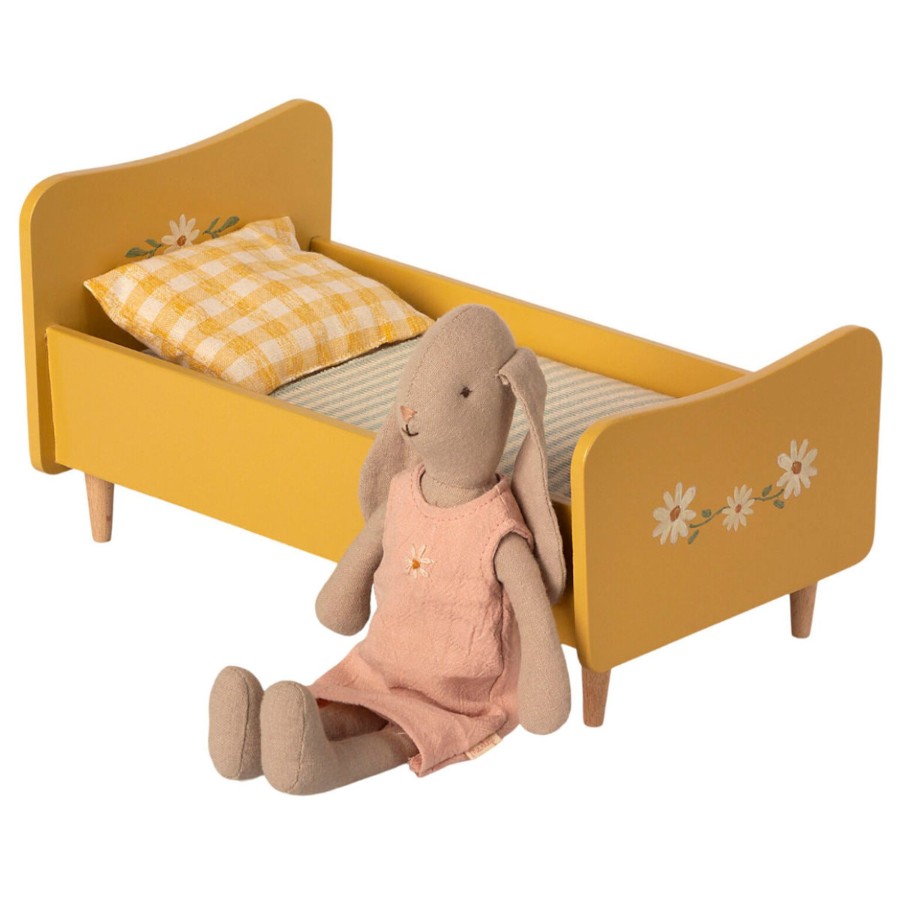 Doll Play Maileg Doll Houses & Accessories | Maileg Wooden Bed, Mini, Yellow