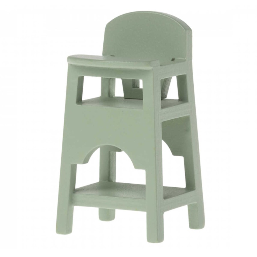 Doll Play Maileg Doll Houses & Accessories | Maileg Doll High Chair For Baby Mouse, Mint