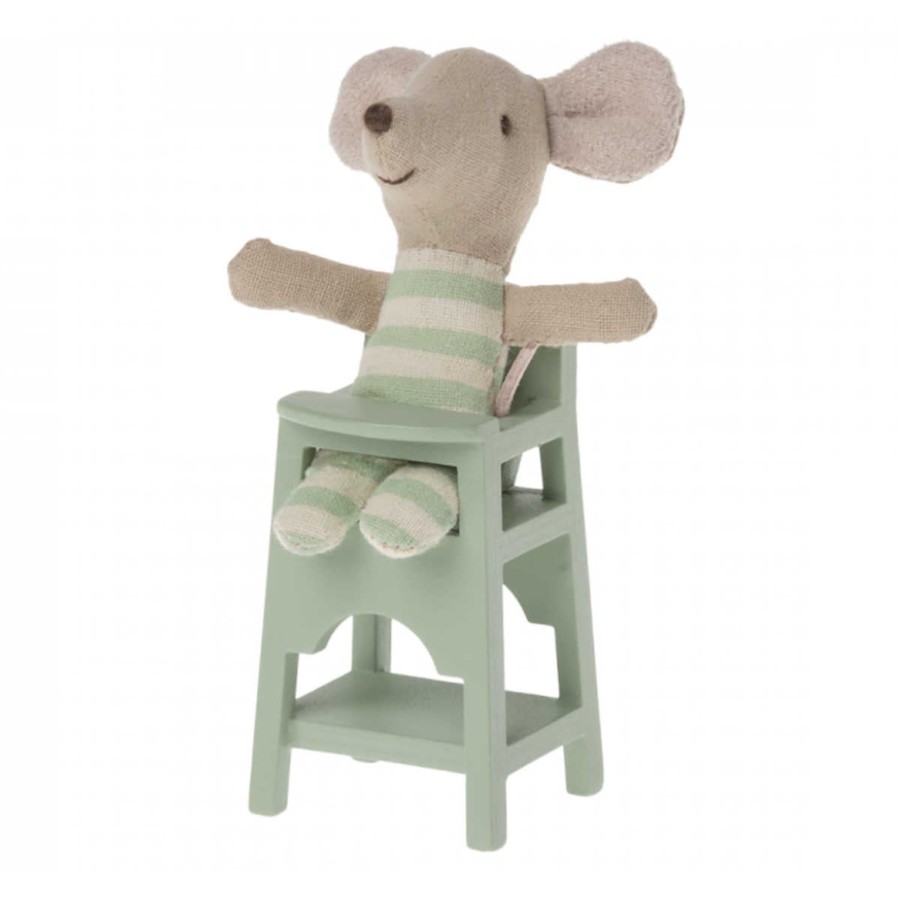 Doll Play Maileg Doll Houses & Accessories | Maileg Doll High Chair For Baby Mouse, Mint