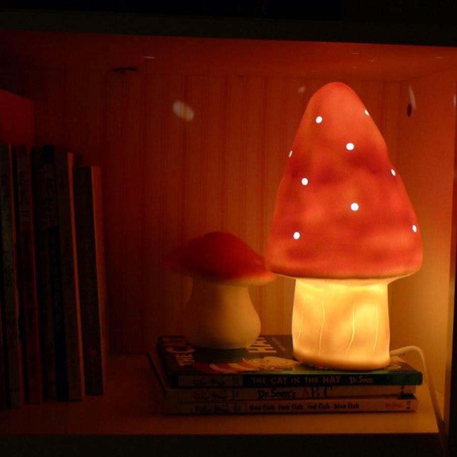 Room Decor Egmont Lights & Clocks | Egmont Heico Small Mushroom Led Lamp, Red