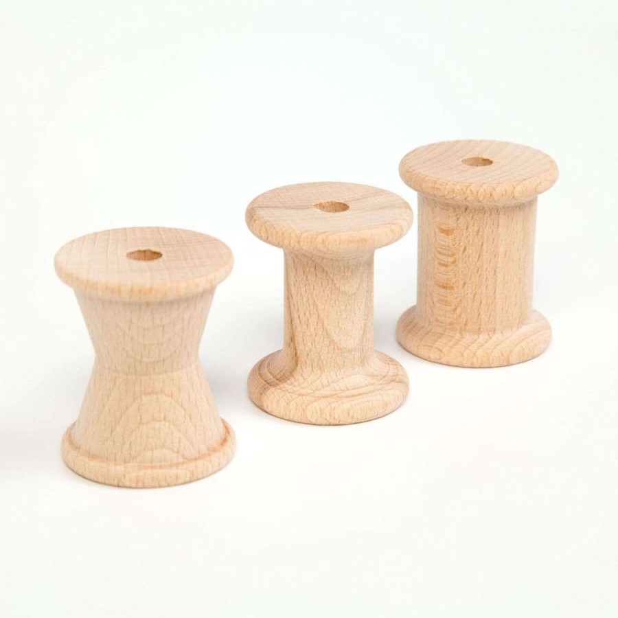 Creative Play Grapat Open-Ended Play | Grapat 3 Spools In Natural Wood