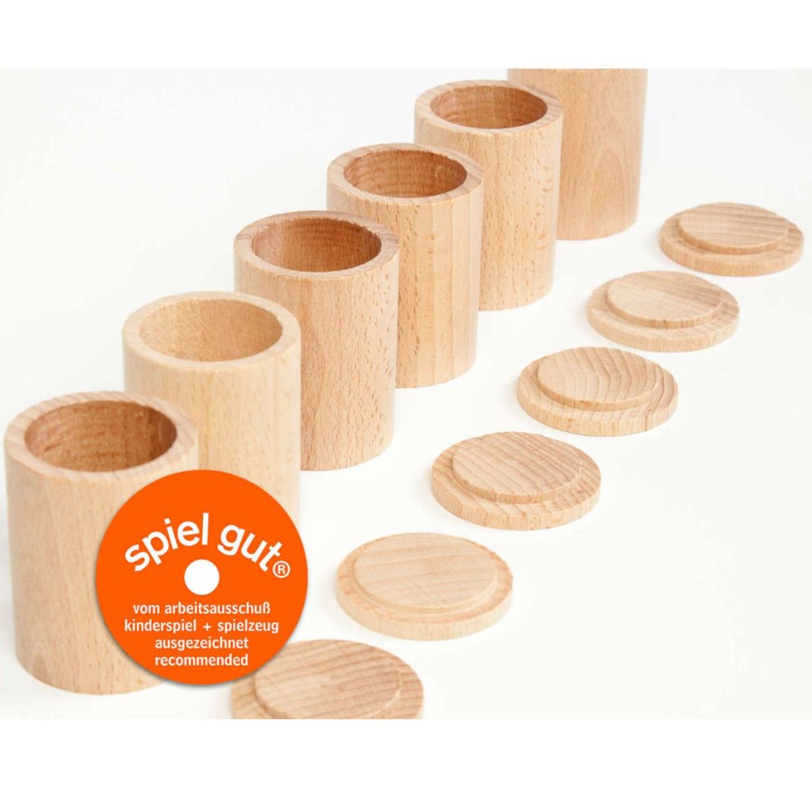 Creative Play Grapat Open-Ended Play | Grapat Wooden Cups With Lid, Natural