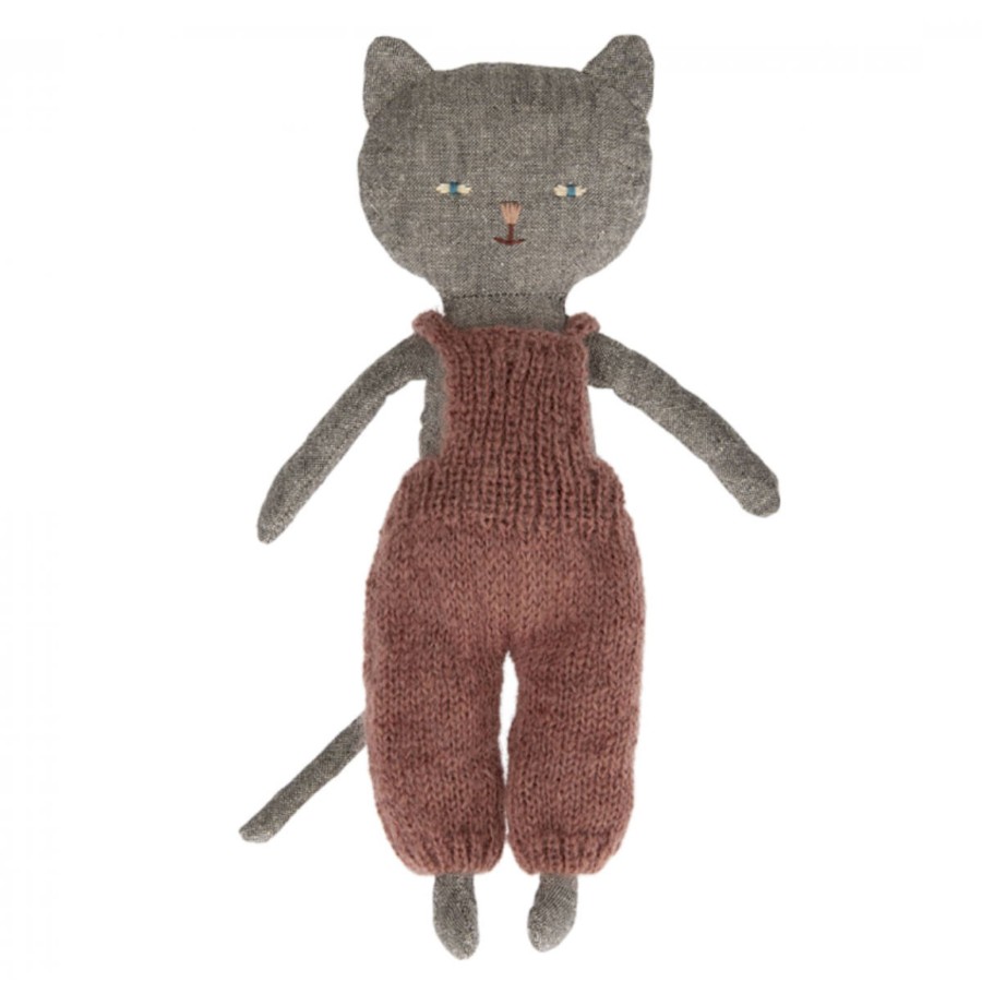 Doll Play Maileg Maileg Dolls | Maileg Chatons Kitten In Knitted Overall, Grey