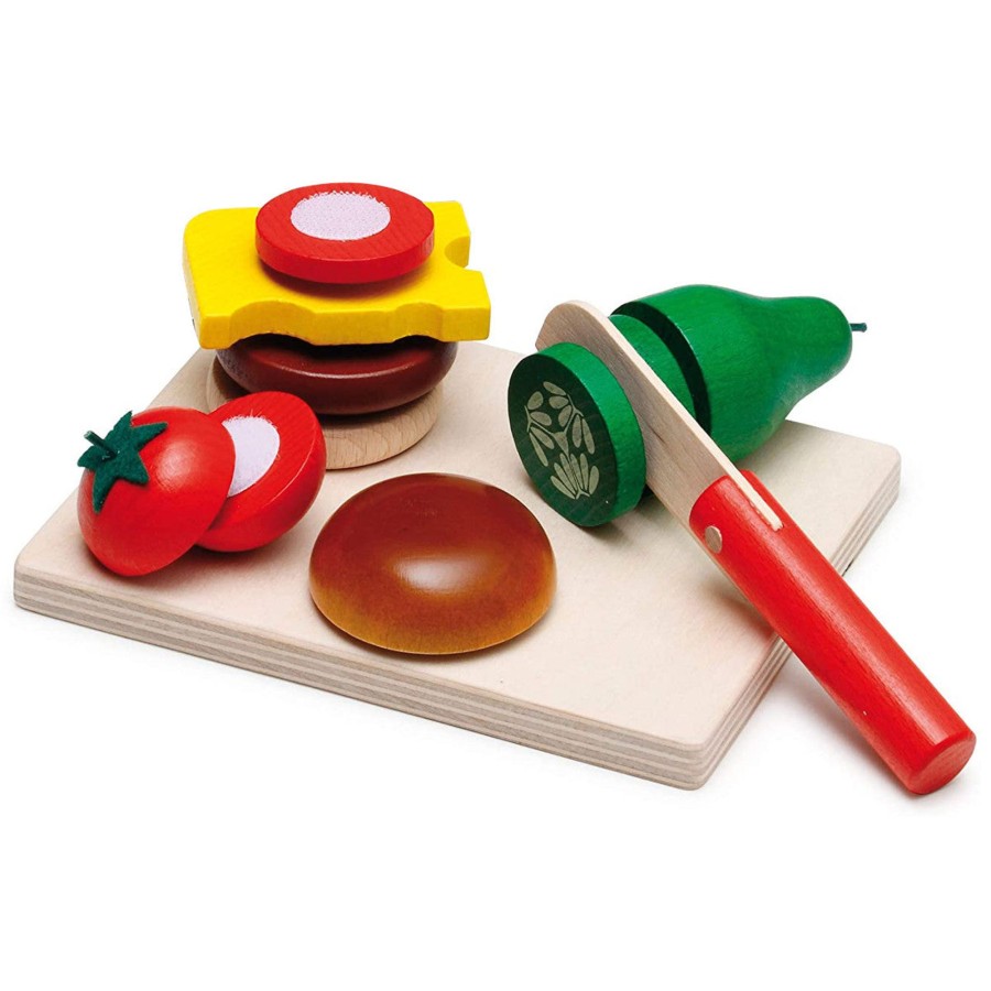 Pretend Play Erzi Pretend Food, Kitchen & Store | Erzi Cheese Burger Play Food Set, Made In Germany