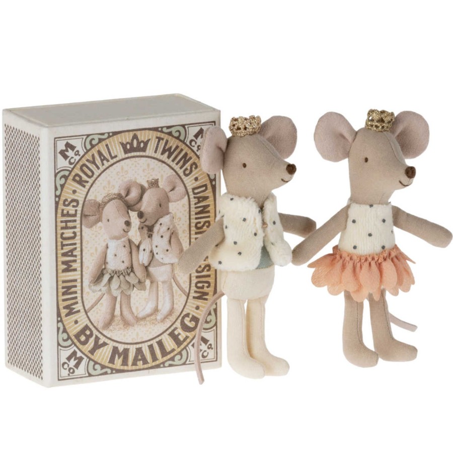 Doll Play Maileg Maileg Dolls | Maileg Royal Twin Little Sister And Brother Mouse In Box, New