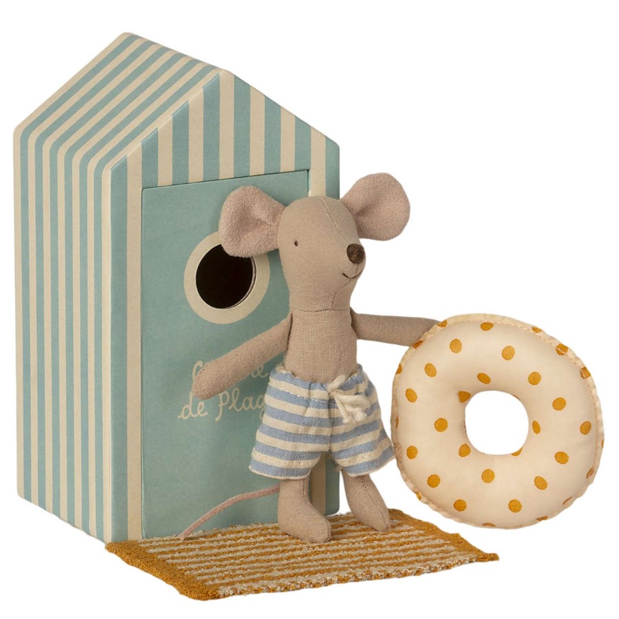 Doll Play Maileg Maileg Dolls | Maileg Little Brother Mouse In Cabin De Plage