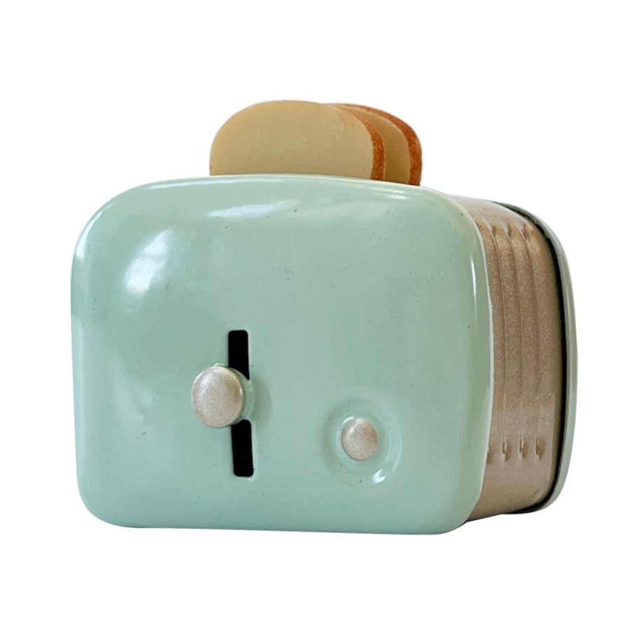 Doll Play Maileg Doll Houses & Accessories | Maileg Miniature Doll House Toaster With Breads, Mint