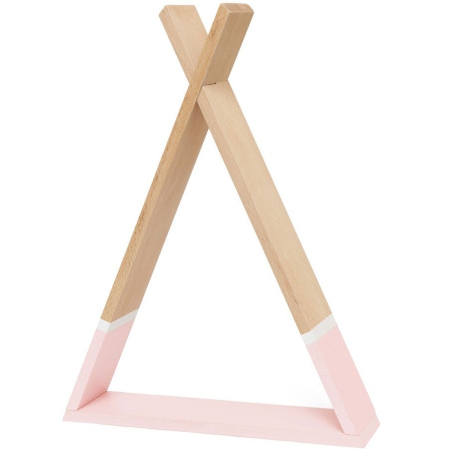 Room Decor PSikhouvanjou Room Accessories | Petit Monkey Tipi Wooden Shelf, Pink