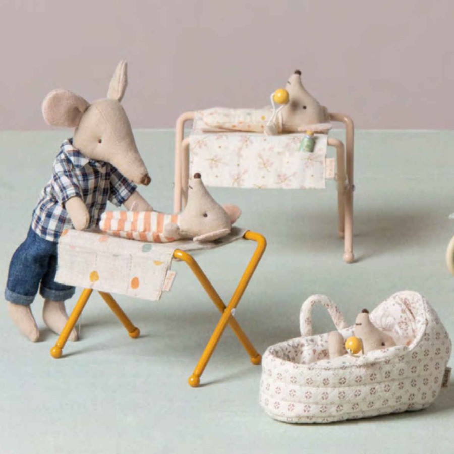 Doll Play Maileg Doll Houses & Accessories | Maileg Dollhouse Changing Table For Baby Mouse, Rose