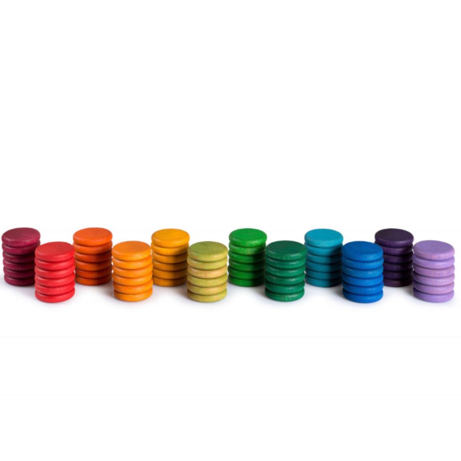 Creative Play Grapat Open-Ended Play | Grapat 72 Wooden Coins In 12 Colors