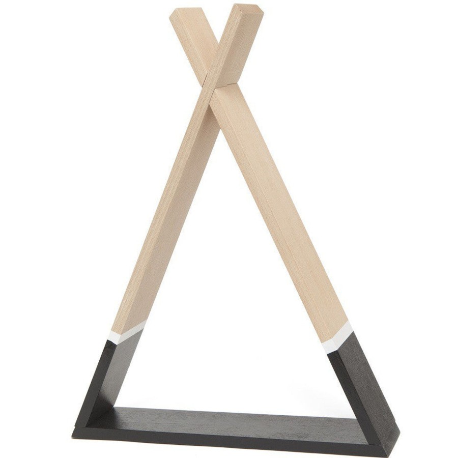 Room Decor PSikhouvanjou Room Accessories | Petit Monkey Tipi Wooden Shelf, Black