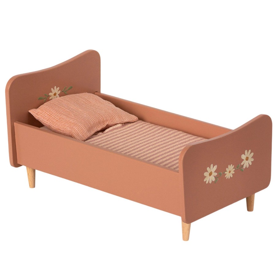 Doll Play Maileg Doll Houses & Accessories | Maileg Wooden Bed, Mini, Rose