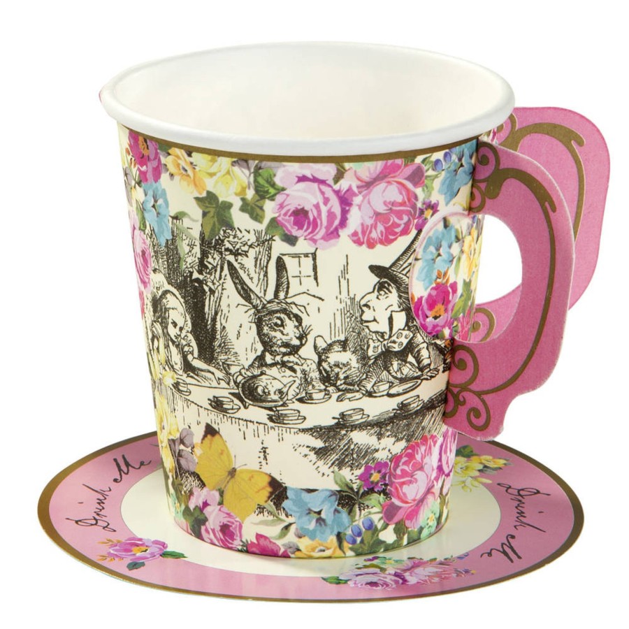 And More Talking Tables Party | Alice Tea Party Paper Cup & Saucers, 12 Pack