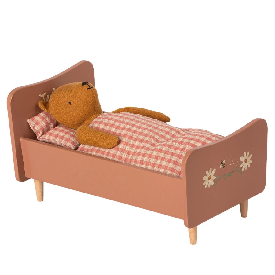 Doll Play Maileg Doll Houses & Accessories | Maileg Wooden Bed For Teddy Mom, Rose