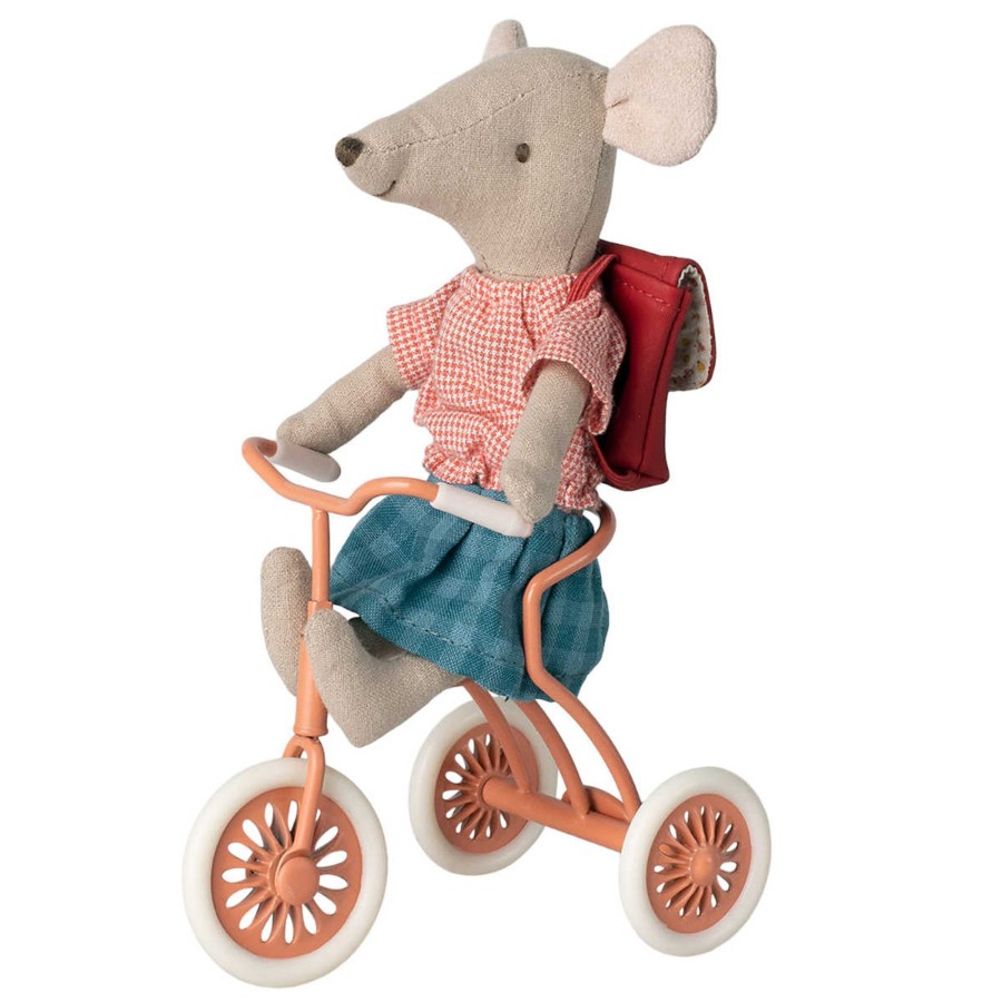 Doll Play Maileg Doll Houses & Accessories | Maileg Abri A Tricycle For Mouse, Coral