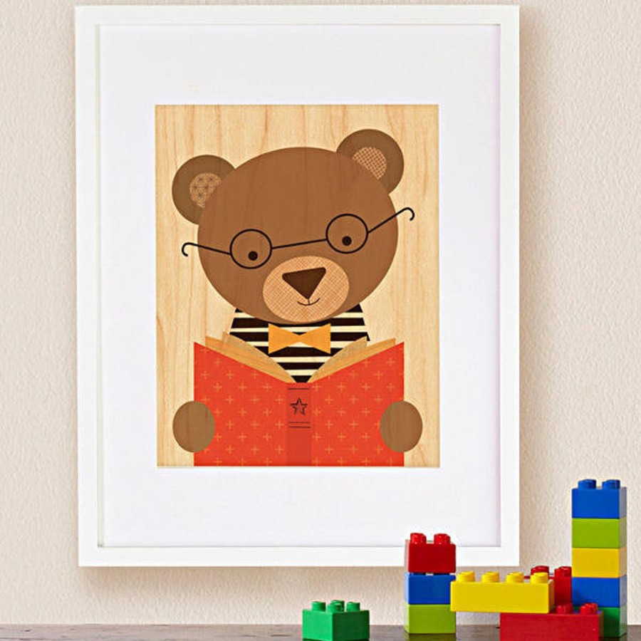 Room Decor Petit Collage Posters & Arts | Print On Wood, Reading Bear