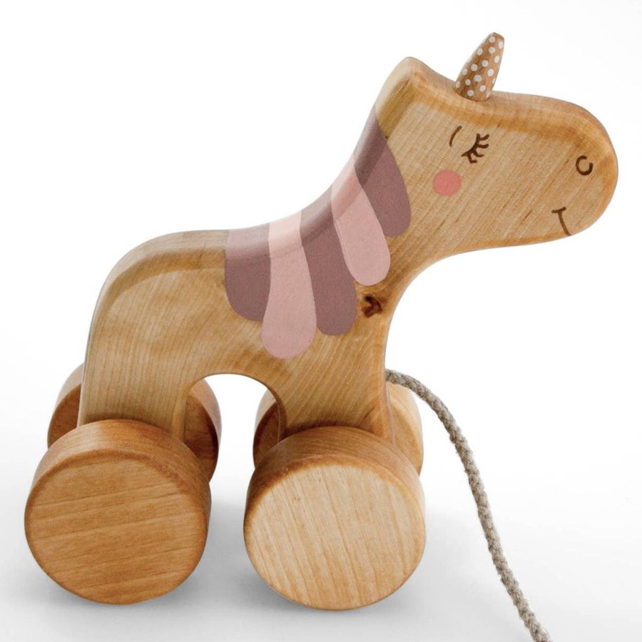 Pretend Play Friendly Toys Push, Pull & Ride Toys | Wooden Pull Toy Unicorn