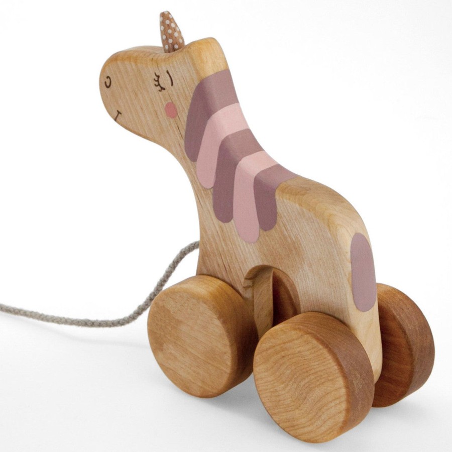 Pretend Play Friendly Toys Push, Pull & Ride Toys | Wooden Pull Toy Unicorn