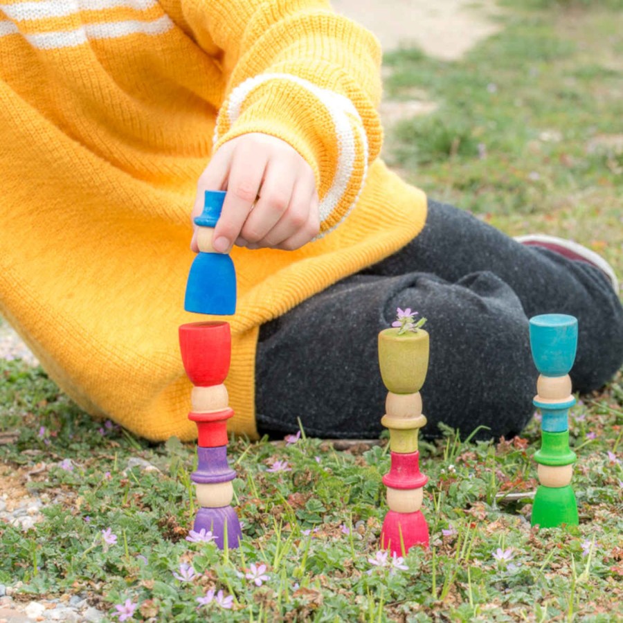 Creative Play Grapat Open-Ended Play | Grapat 12 Wizards Wooden Peg People